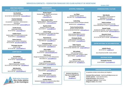 Services & contacts FFCAM Services & contacts FFCAM